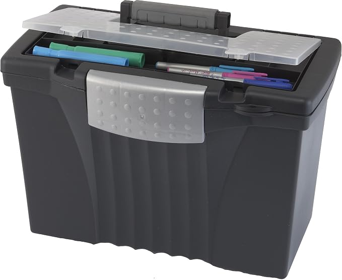 Storex Portable Letter/Legal Filebox with Organizer Lid, Letter/Legal Files, 14.5" X 10.5" X 12", Black - Image 5