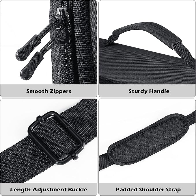 MoKo Zipper Binder, 2-Inch 3-Ring, 500 Sheets, 5-Tab File Folders, Black | 420D nylon with five dividers, multiple pockets, a padded handle and adjustable shoulder strap. - Image 4