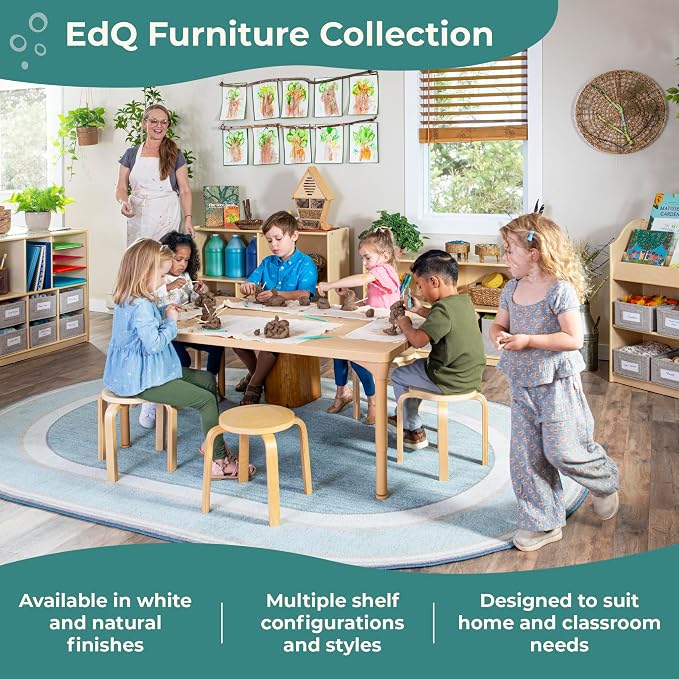 Guidecraft EdQ Cubby Toy Storage Organizer w/ 8 Fabric Bins 30"- Natural: Kids' Wood Bookshelf & Toy Organizer for Kids Playroom | Teacher School Supply Furniture for Classrooms and Home Organization - Image 9