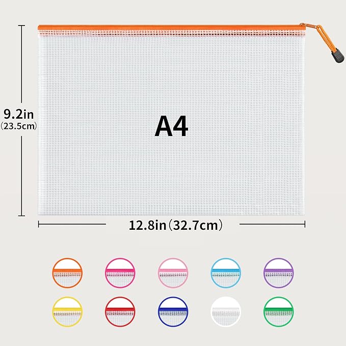 JARLINK A4 Mesh Zipper Pouch Bags, 36 Pcs Waterproof Zipper Pouch Bags | Multi-use Mesh Bags for Board Games & Puzzles, Office School Supplies, Toys, Cosmetics Travel Storage, 10 Colors, Lettle Size - Image 2