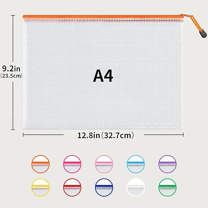 JARLINK A4 Mesh Zipper Pouch Bags, 30 Pcs Waterproof Zipper Pouch Bags | Multi-use Mesh Bags for Board Games & Puzzles, Office School Supplies, Toys, Cosmetics Travel Storage, 10 Colors, Lettle Size - Image 2