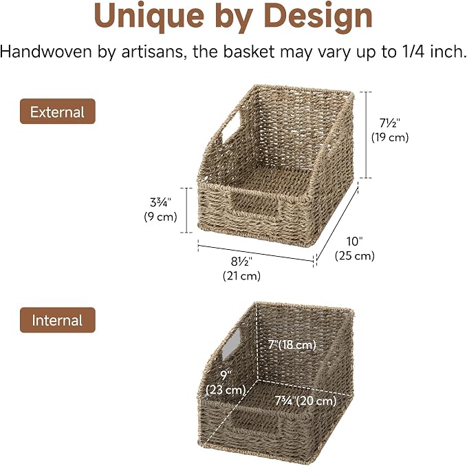 StorageWorks Seagrass Storage Baskets, Pantry Baskets, Natural, 2-Pack | Wicker Baskets for Organizing,Pantry Organizers and Storage,Seagrass Baskets,Pantry Storage Baskets,Wicker Basket for Storage - Image 2