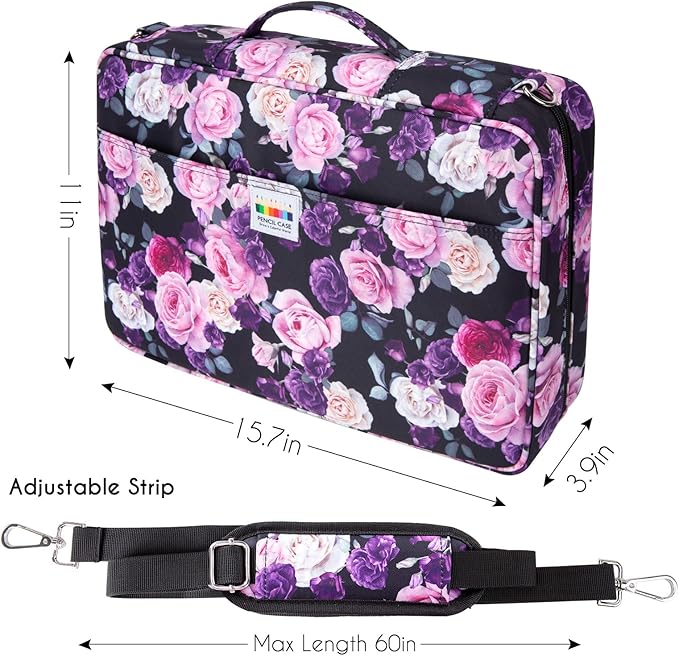 YOUSHARES 480 Slots Colored Pencil Case - Big Capacity Pen Case Organizer with Multilayer Holder large Colored Pencil Case (Purple Pink Rose) - Image 2