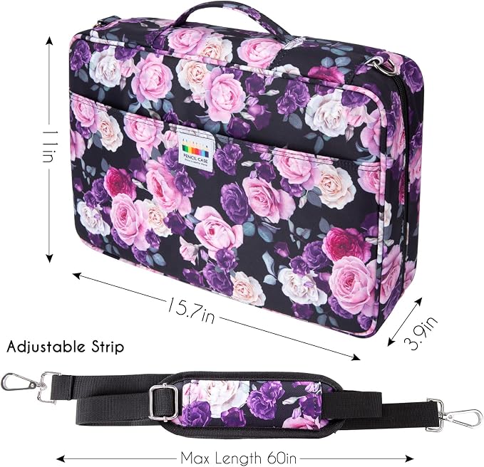 YOUSHARES 480 Slots Colored Pencil Case - Big Capacity Pen Case Organizer with Multilayer Holder large Colored Pencil Case (Purple Pink Rose) - Image 3