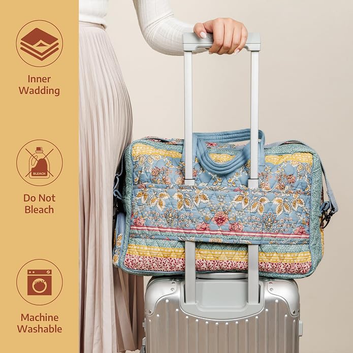 Maison d' Hermine Weekender Bags for Women Cotton Quilted Duffel Overnight Luggage Weekend Bag for Men Gym Gifts Travel | Overnight Luggage Weekend Bag for Men Gym Sports Gifts Duffle bag Business Travellers Trip Spring Summer - Image 8