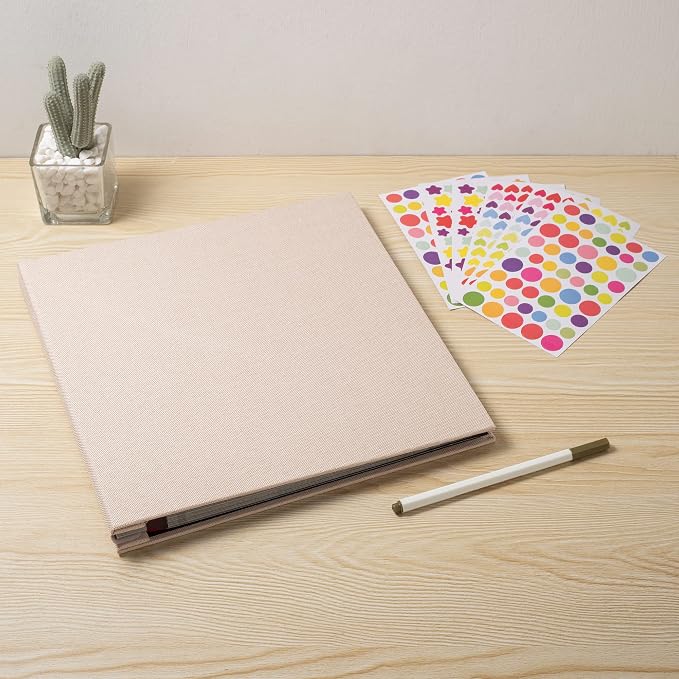 Large Photo Album Self Adhesive for 4x6 8x10 Magnetic Scrapbook Album DIY 60 Black Sticky Pages Linen Cover Photo Album(Beige) - Image 6