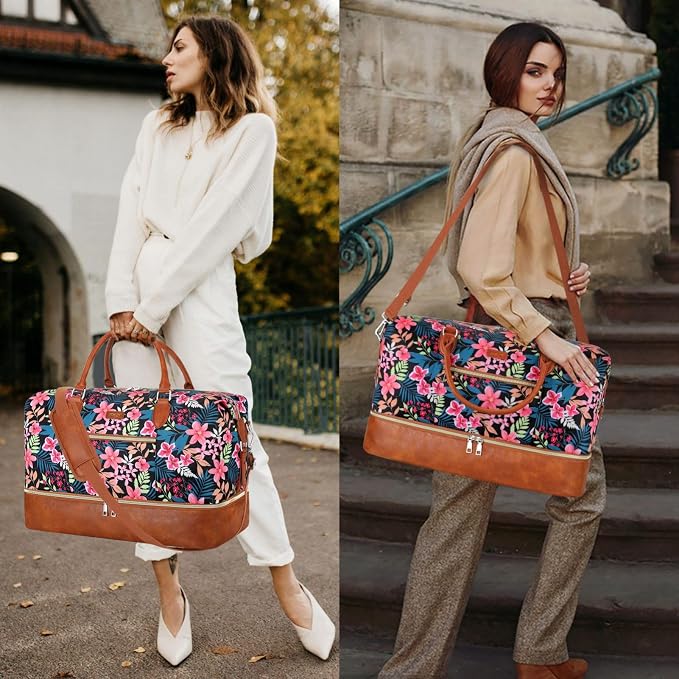 ITIEZY Weekender Bag for Women 21.5" Travel Duffel Large Carry On Bag 3PCS | Nylon Duffel Bag with Waterproof Shoe Compartment, Crossbody Bag and Toiletry Bag, Travel Weekend Hospital Overnight Gym Bag - Image 6