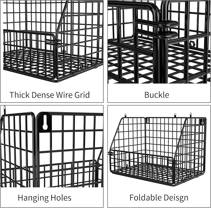 PUPPYCUTE Stackable Wire Storage Baskets for Kitchen Closet Pantry, Hanging Closet Organizers Storage Shelves Organization, Wall Mount Metal Basket Bins, Clothing Vegetable & Fruit Organizer 5 pcs - Image 6