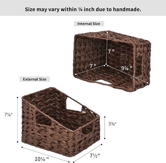 GRANNY SAYS Wicker Storage Baskets, Waterproof Wicker Basket with Handles | Wicker Storage Baskets for Pantry, Open Front Basket for Shelves, Kitchen Storage Baskets, Decorative Basket for Home Decor - Image 5