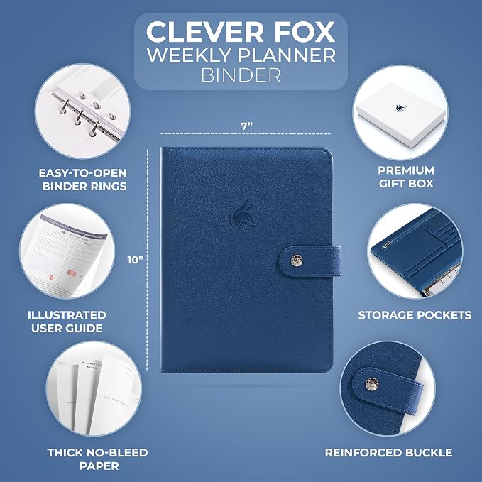 Clever Fox Weekly Planner Binder – Goal Setting Planner for Time Management & Weekly Tasks – Work & Life Organizer with To Do List & Habit Tracker – Undated, 7″ x 10″ Hardcover (Mystic Blue) | 7 x 10 in with A5 pages, mini 3 ring portfolio organizer, w... - Image 2