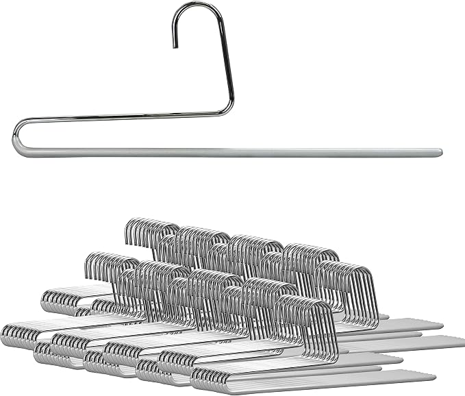Mawa by Reston Lloyd Non-Slip Space Saving Clothes Hanger with Single Rod for Pants, Style KH35U, Silver, Set of 160 by Mawa