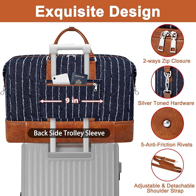 TIBES Travel Weekender Bag for Women, Overnight Bag with Shoe Compartment | 3PCS Large Travel Duffel Bag for Gym, Travel, Hospital, Business Trip, Carry On Tote, Wet & Dry Separation, Water Resistant - Image 5