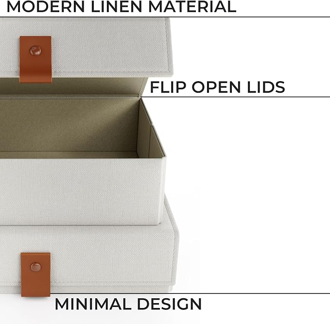 ZICOTO Decorative File Organizer Box Set of 2 and Photo Storage Boxes with Lids Bundle - Perfect to Safely Store Your Pictures, Documents, Scrapbooking Supplies, Keepsakes and Other Memories in Style - Image 7