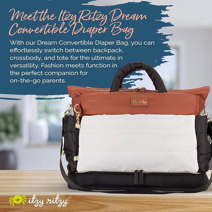 Itzy Ritzy Dream Convertible Diaper Bag Tote Backpack - Baby Diaper Bag with 14 Pockets, Changing Pad & More (Coffee & Cream) - Image 2