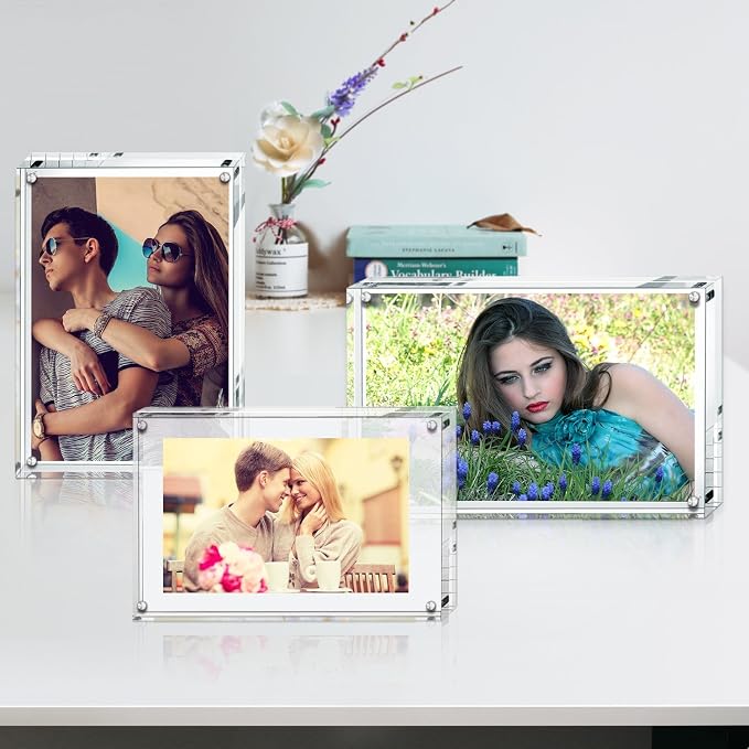 Boxalls 3.5x5 Inches Acrylic Picture Frames- 3 Pack, Desktop Frameless Photo Frames with Magnetic, Double Sided Transparent (3 Pack) - Image 6