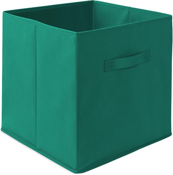 Casafield Set of 12 Collapsible Fabric Cube Storage Bins, Teal - 13" Foldable Cloth Baskets for Shelves, Cubby Organizers & More - Image 2