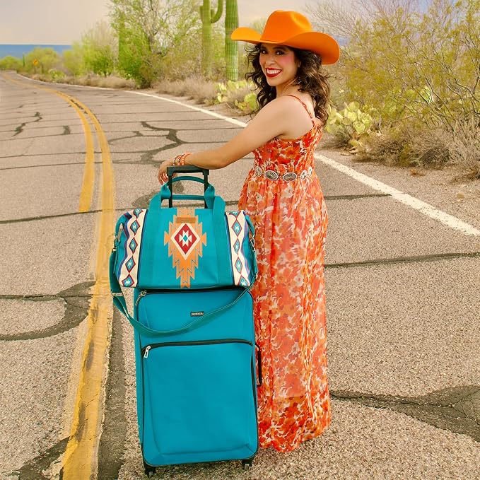 Wrangler Duffel Bag for Women Large Travel Weekender Bag Designer Aztec Carry On Bags, Turquoise - Image 3