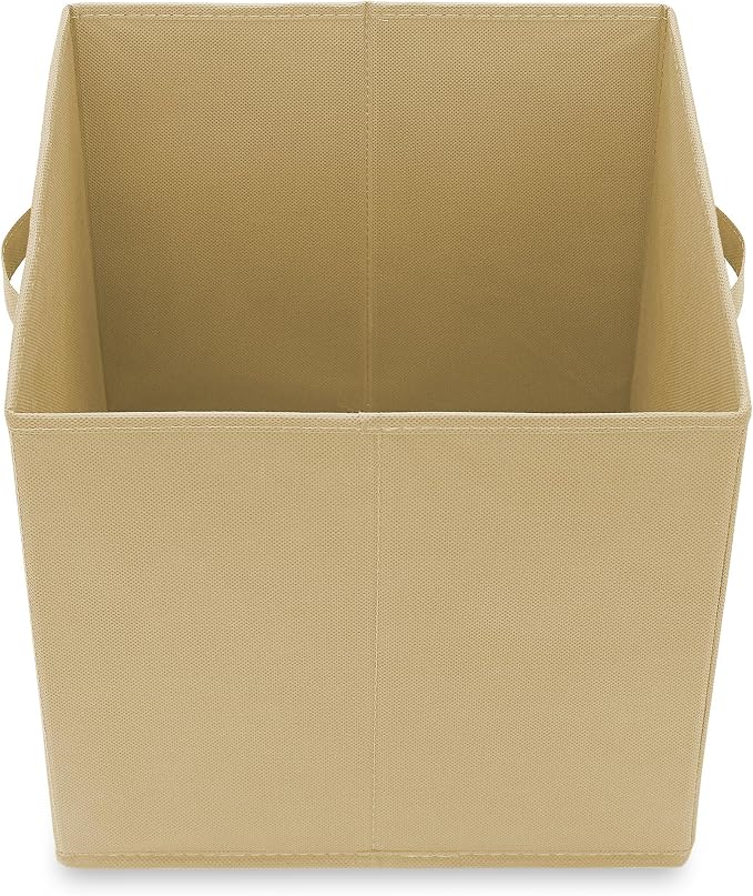 Casafield Set of 12 Collapsible Fabric Cube Storage Bins, Sandy Beige - 13" Foldable Cloth Baskets for Shelves, Cubby Organizers & More - Image 4