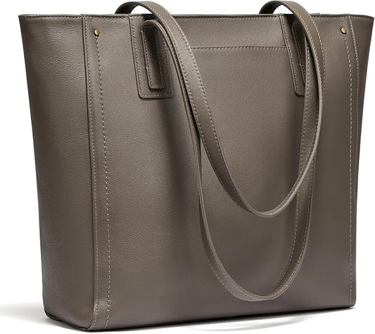 Genuine Leather Work Tote Bag for Women Large Vintage Tote Bag with Zipper Leather Purse and Handbags by Morriloom