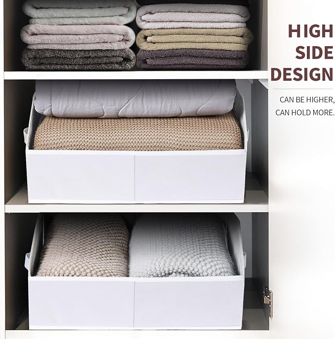 Closet Baskets for Shelves Trapezoid - Decorative Storage Baskets with Handle, Closet Bins for Organization, Shelf Storage Bins for Clothes, Books, Home, Office, 4 Pack, White - Image 4