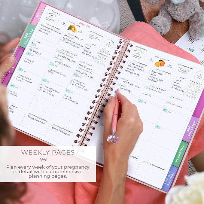 Clever Fox Pregnancy Journal, Expecting First Time Mom Planner Pearl | Organized pregnancy & baby diary with weekly countdown calendars & checklists, maternity memory book, ivf 9 x 10.5 in - Image 3