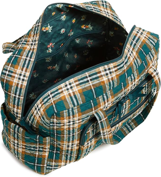 Vera Bradley Women's Cotton Weekender Travel Bag, Orchard Plaid, One Size - Image 3