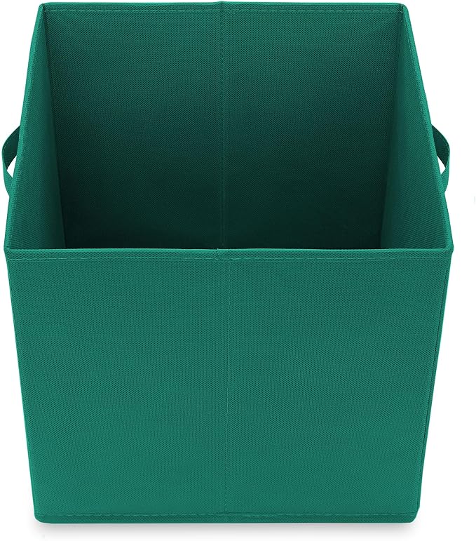 Casafield Set of 12 Collapsible Fabric Cube Storage Bins, Teal - 13" Foldable Cloth Baskets for Shelves, Cubby Organizers & More - Image 4