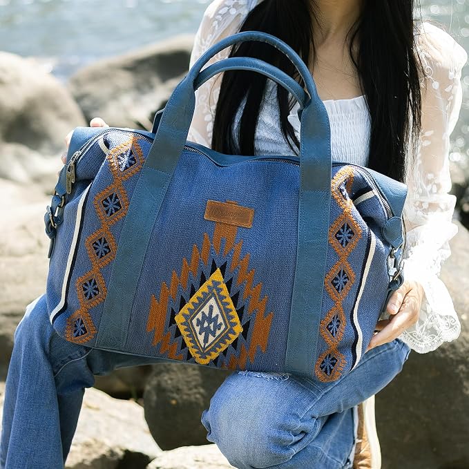 Wrangler Duffel Bag for Women Large Travel Weekender Bag Designer Tapestry Carry On Bags, Jean - Image 2