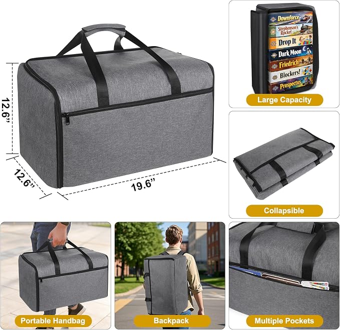 Board Game Storage Bag, Portable Board Game Organizer and Storage with Cover for Office Supplies, Puzzles, Building Blocks, Craft Product, Collapsible Board Games Storage Containers - Image 2