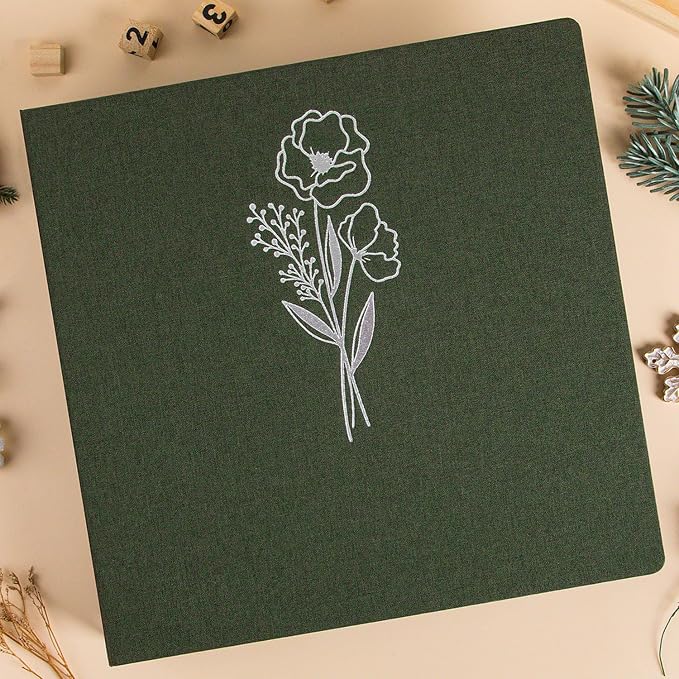 Lanpn Scrapbook Photo Album 12x12 2 Packs, Linen Cover Archival Acid Free Top Load 3 Ring Binder Folder Photo Book 12 x 12 with 30 Plastic Sleeves 60 Pages Green - Image 6