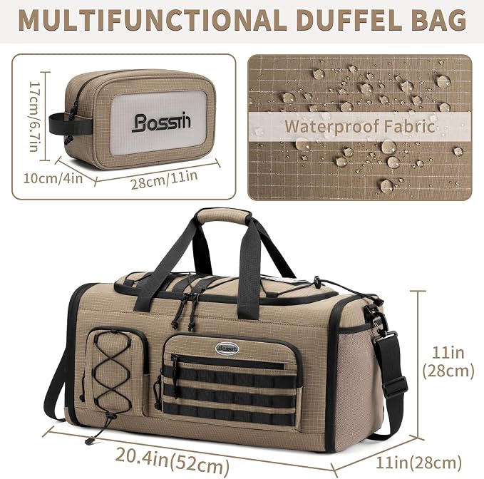 BOSSTIN Gym Bag for Men & Women, 45L-50L Expandable Sports Duffle Bag | Convertible Duffel Backpack, Comes with Toiletry Bag, Shoe Compartment & Wet Pocket, for Workout, Weekender, Overnight Travel - Image 2