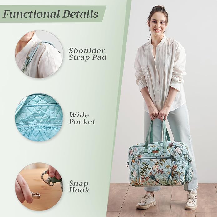 Maison d' Hermine Weekender Bags for Women Cotton Quilted Duffel Overnight Luggage Weekend Bag for Men Gym Gifts Travel | Overnight Luggage Weekend Bag for Men Gym Sports Gifts Duffle bag Business Travellers Trip Spring Summer - Image 5
