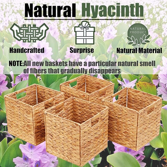 11x11in Storage Baskets 4 Pcs Storage Bins for Cube Shelf,Handwoven Laundry Organizers - Image 5