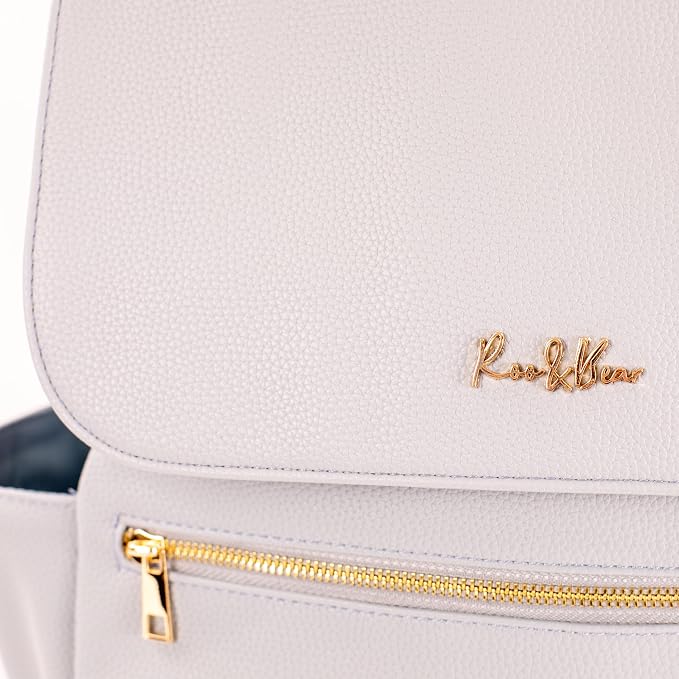 Premium Vegan Leather Diaper Bag Backpack – Large Designer Baby Bag, Stylish Diaper Backpack with Stroller & Crossbody Straps & Multiple Compartments (Ivory) - Image 9