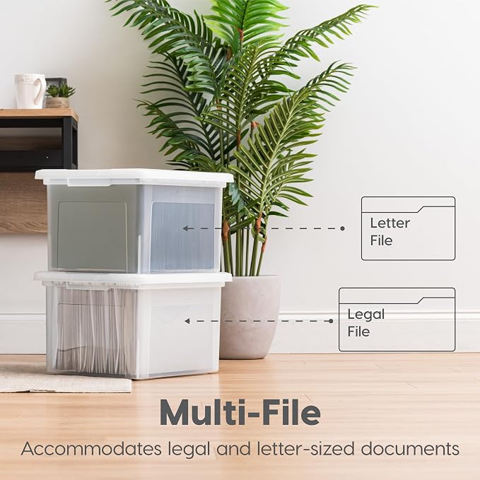 IRIS USA 4-Pack 35 Qt. Letter File Box with Lid, Pearl | Organize lesson plans, classroom files and teaching materials with secure storage for teachers, schools and educators - Image 4