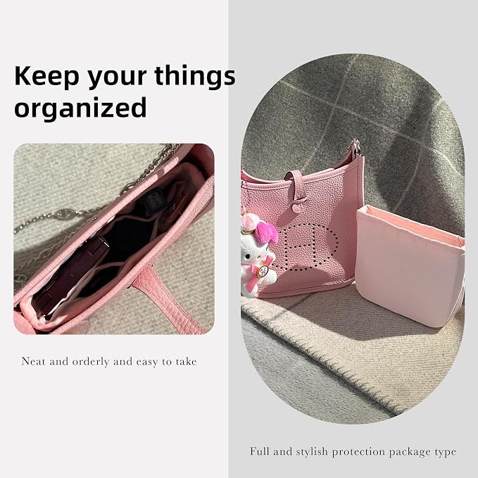 DGAZ Silky Purse Organizer Insert Fits Evelyne TPM/PM/GM/TGM Bags, Luxury Handbag & Tote Organizer, Simplicity bag organizer（Pink,GM） | Soft and Lightweight,Perfect Fit,Multi-pocket Storage,Bag Protector,Luxury Bag Care,Handmade,for Smooth Bag Organizer - Image 8