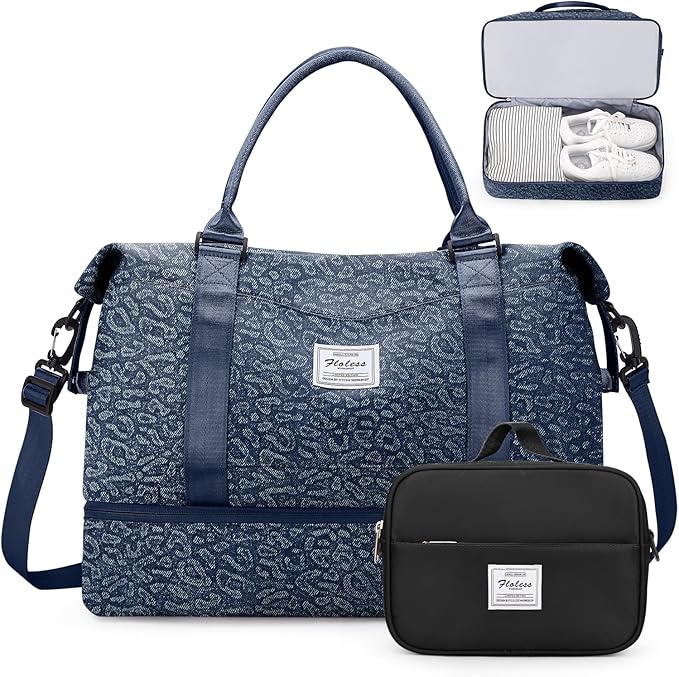 Weekender Bags for Women, Personal Item Travel Bag with Shoes Compartment | Overnight Travel Duffel Bag with Toiletry Bag, Airplane Friendly Carry-On Bag by SYCNB