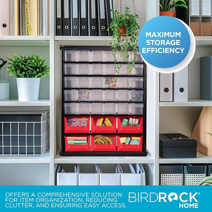 BIRDROCK HOME Craft Organizer Bin with 36 Drawers | Heavy-Duty Metal Hardware Storage Organization | Great for Nails, Nuts, Bolts, Legos | Mini & Large Drawer - Image 6