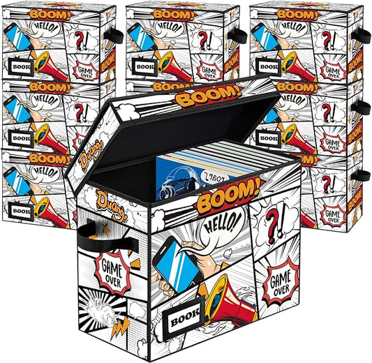 10 Pack Collection Comic Book Storage Boxes, Protector Organizer 15.8" X 7.8" X 11.8" Collapsible Short Box Holds 160-180 Comic Book Heavy Duty Bin Container Holder Shelf by YNSZAS