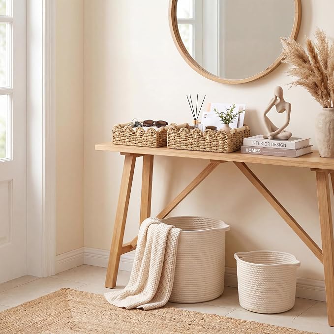 StorageWorks Toilet Paper Storage Baskets, Wicker Baskets for Organizing | Scalloped Wicker Basket for Living Room, Decorative Scalloped Baskets for Storage, Wicker Baskets for Organizing and Decor - Image 9