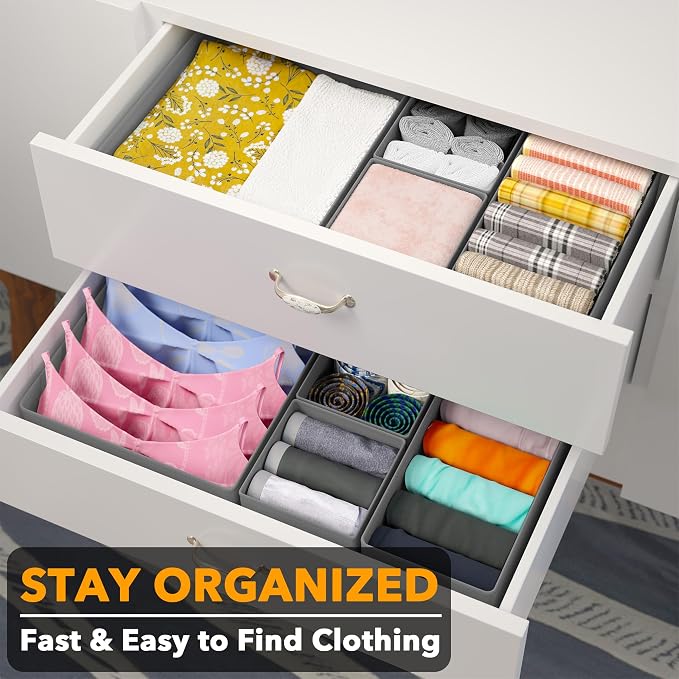 SpaceAid 8 Pack Bed Sheet Organizers and Storage, Drawer Organizer for Clothes, 12 Pack Dresser Drawer Organizer Bins - Image 8