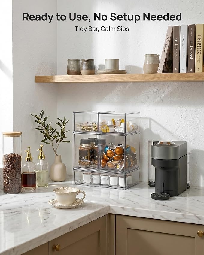 Vtopmart Clear Stackable Storage Drawers Set of 7, Plastic Organizer Bins | Multi-purpose Boxes for Baby Bottle Storage, Ideal for Kichen, Vanity, Bathroom, Undersink, Cabinet, Pantry Organization - Image 2