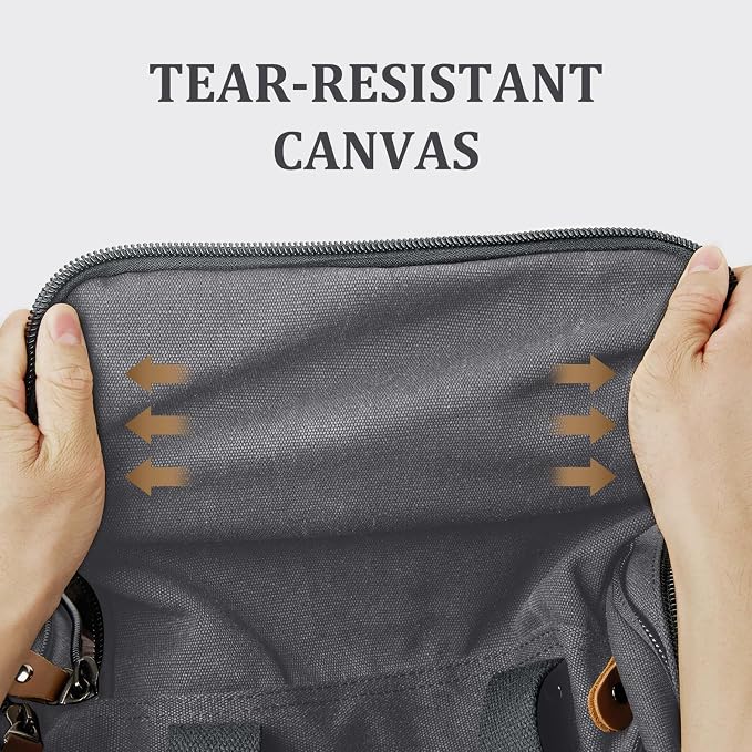 Gonex Canvas Duffle Bag, Expandable 60L Travel Overnight Weekender Bag | for Men, Multiple Pockets, Tear-Resistant, Durable Zippers, Detachable Strap, Gray - Image 3