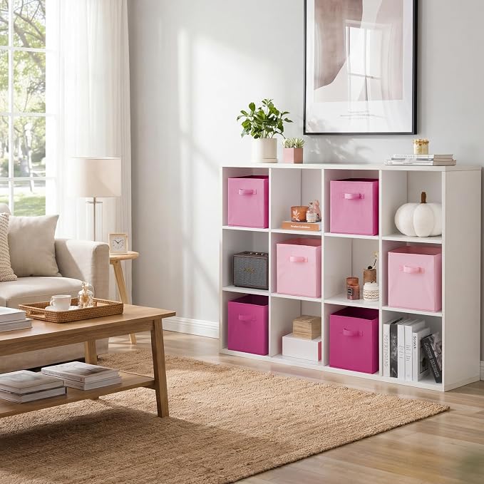 Cupic Cupid 6-Pack 11x11 Storage Cubes, Fabric Cube Bins, Pink Gradient | Foldable, Reinforced Front Handle, Holds Clothes, Toys, Daily Essentials and More, Fits Shelves, Nursery, Playroom - Image 3