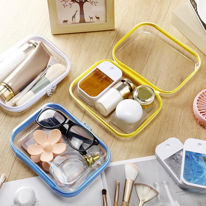Sanwuta 6 Clear Hard Zipper Case,Colorful,7.09 X 5.12 X 2 Inch | Pencil Case Pouches ,Makeup Bag,Plastic Toiletry Diaper Bag ,Travel Toy Storage,Waterproof Organizer Bins - Image 5