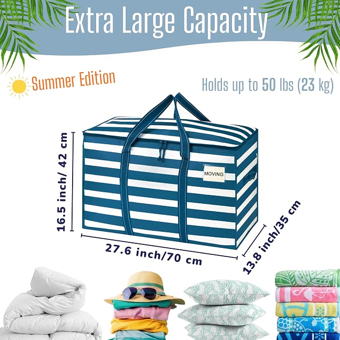 VENO 8 Pack Heavy Duty Moving Bags, Extra Large Storage Bags with Reinforced Handles & Strong Zippers, Foldable & Reusable Moving Box Alternative for Clothes & Dorm Storage - Image 2