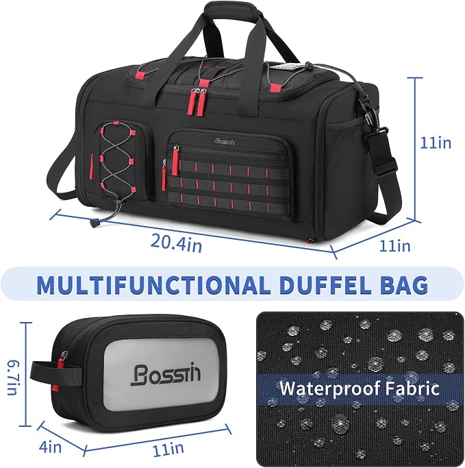 BOSSTIN Gym Bag for Men & Women, 45L-50L Expandable Sports Duffle Bag | Convertible Duffel Backpack, Comes with Toiletry Bag, Shoe Compartment & Wet Pocket, for Workout, Weekender, Overnight Travel - Image 2