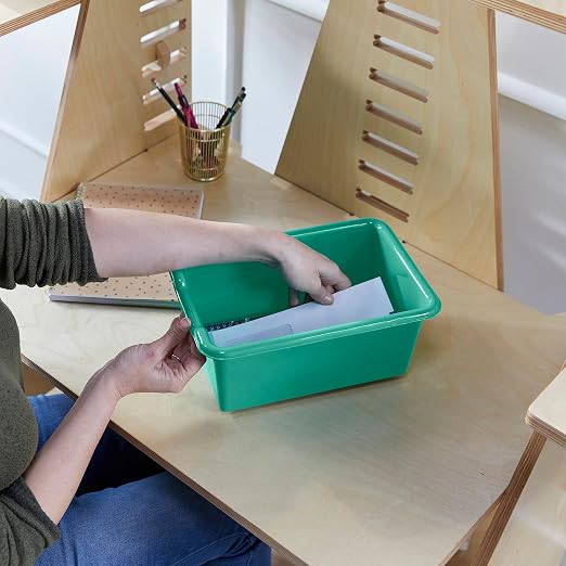 ECR4Kids Scoop Front Storage Bin, Multipurpose Organization, Emerald, 15-Piece - Image 8