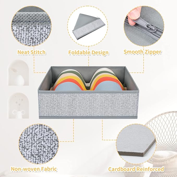 DIMJ Drawer Organizer Clothes 15 Pack - Foldable Baby Organizers and Storage & Dresser Organizer for Bedroom, Closet - Nursery Organization Dresser Dividers for underwear Sock Bra Belt Tie, Gray - Image 3