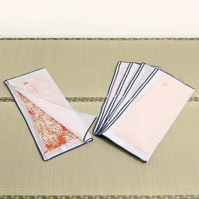 Astro 173-03 Kimono Storage Bag, White, 2-Way Opening, Set of 5, Transparent Window, Non-woven Fabric, Zipper Type - Image 2